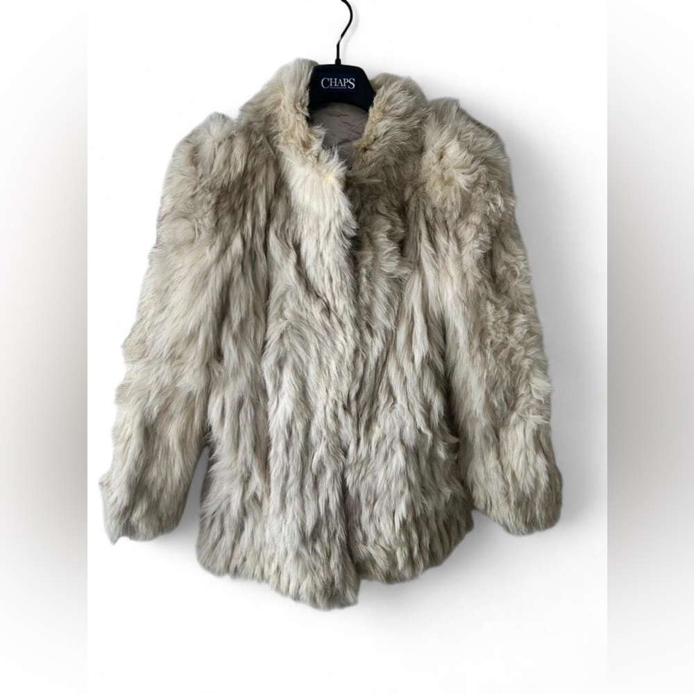 Vintage Arctic Fox Fur Jacket Cream White Glam 90s Y2K Mob Wife Medium